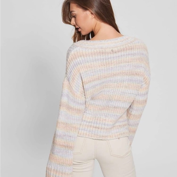 Guess woven boho knit sweater with bell sleeves, size M - Picture 2 of 7